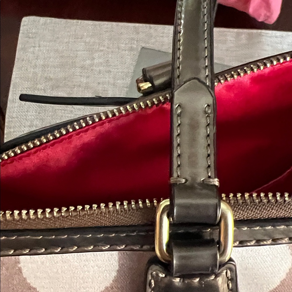 Coach Cream and Red Polka Dot Canvas Tote with Tan Leather Trim GUC 2 Tags - Picture 17 of 17